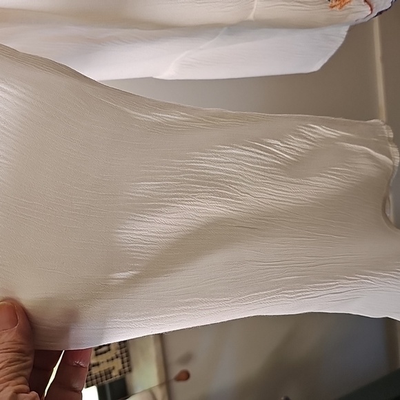 JohnPaulRichard White Blouse with Blue and Orange Embroidery. Open Shoulders XL - Picture 4 of 9